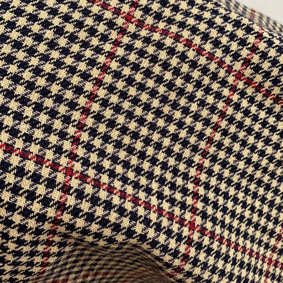 Louis Feraud | Wool Flax Blend Houndstooth Knee Length Skirt Camel/Blue/Red (4) - Picture 2 of 16